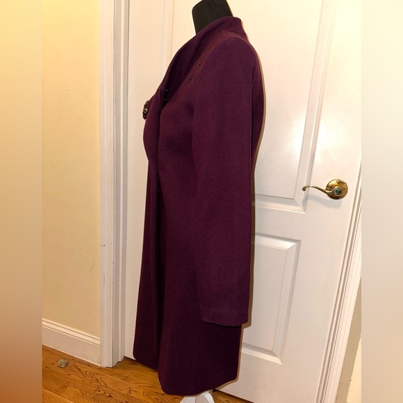 Kate Spade Saturday Coat Sz M Purple Burgundy Wool Blend Asymmetrical Cocoon - Picture 3 of 6